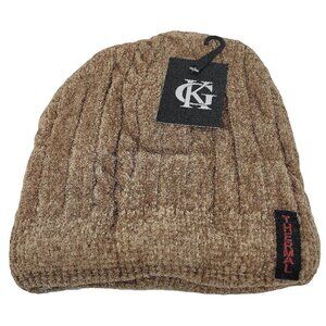 Women's Winter Thermal Fleece Knit Lined Beanie Hat, Beige